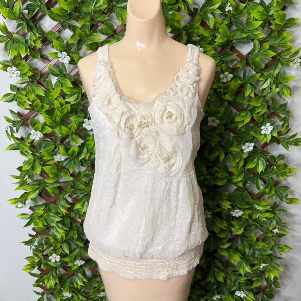 Charlotte-russe Women's Cream and White Vest